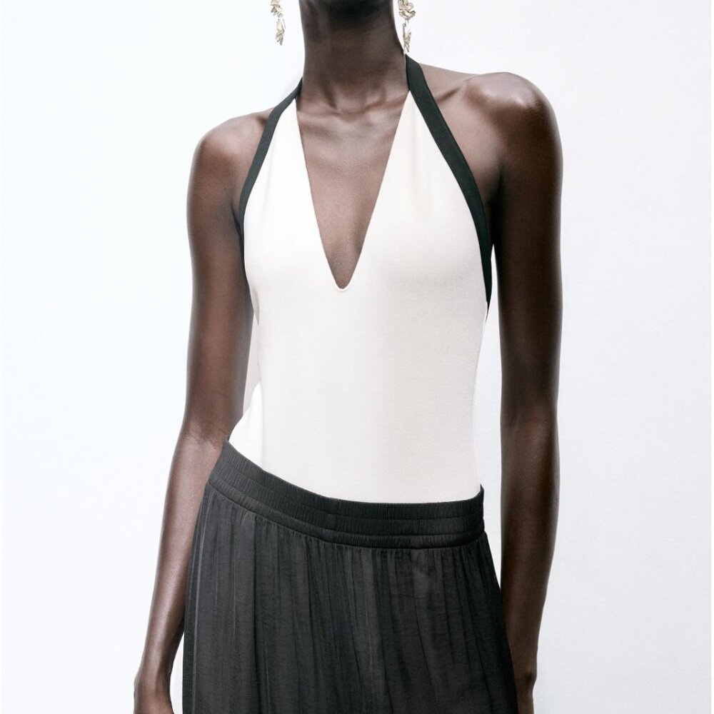 ZARA Stretch Contrast Bodysuit – Sculpt Fabric – Size M - Picture 2 of 13